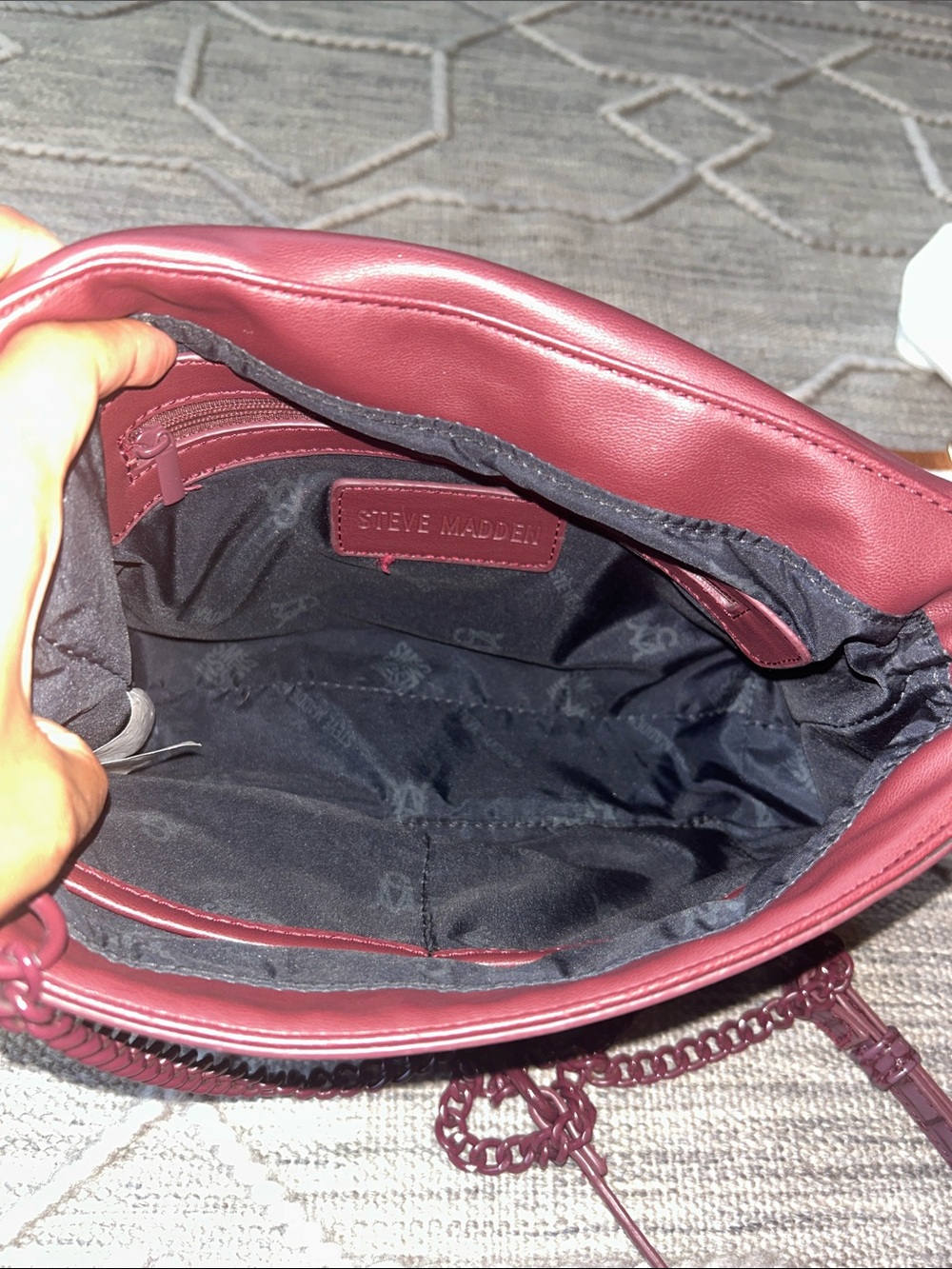 Steve Madden Burgundy Vegan Leather Crossbody/Shoulder Bag w 2 Removable Straps - Picture 14 of 16